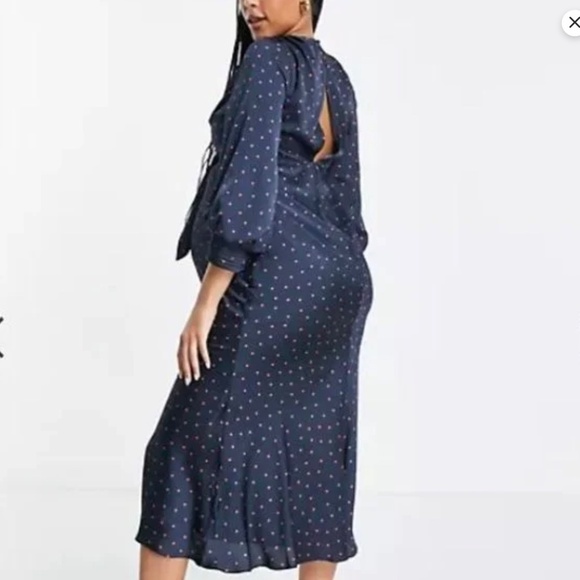 ASOS Design Maternity Tie Front Midi Dress with Button Detail Size 16 - Picture 15 of 16